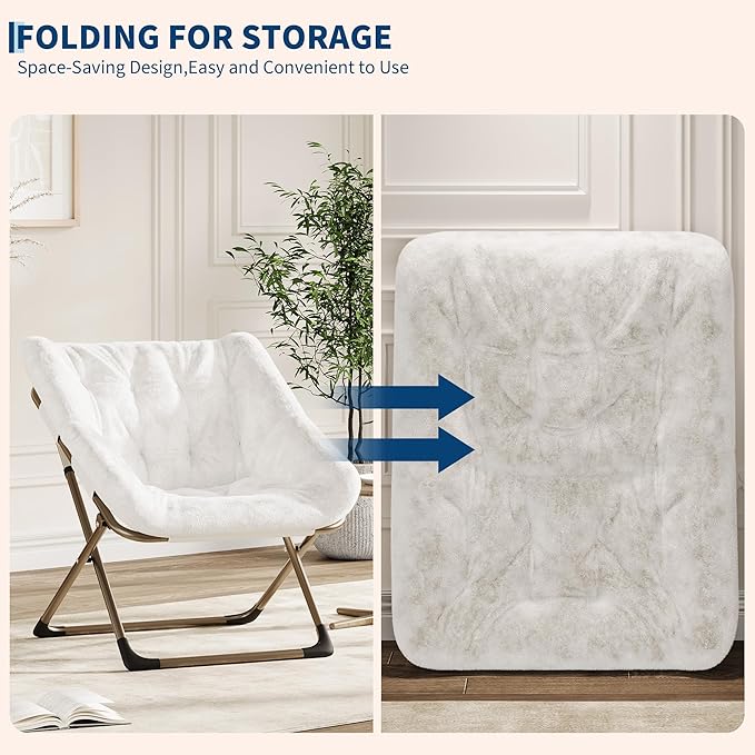Comfy Chair for Adults, Foldable Living Room Chairs, Soft Faux Fur Folding - Image 7