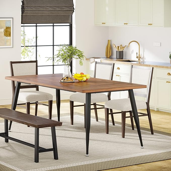 LITTLE TREE 70.9 Inch Large Rectangular Dining Table Kitchen Furniture - Image 2