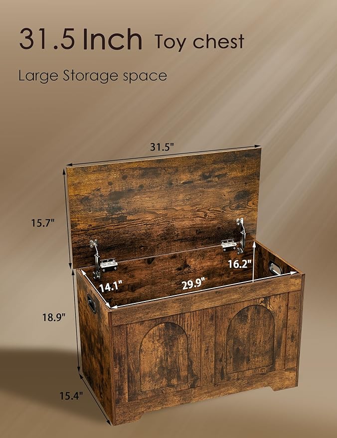 DINZI LVJ Storage Chest, 31.5”Wooden Storage Box - Image 3