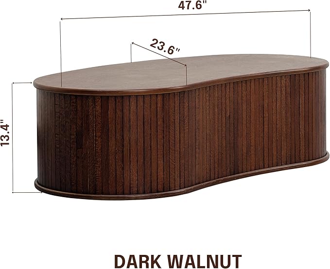 NTC Ripple Coffee Table, Modern Oval Wooden Center Table - Image 2