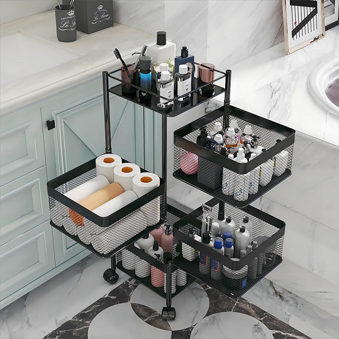Rotating Kitchen Storage Rack，Bathroom Shelf，Kitchen Organization and by xinyourui