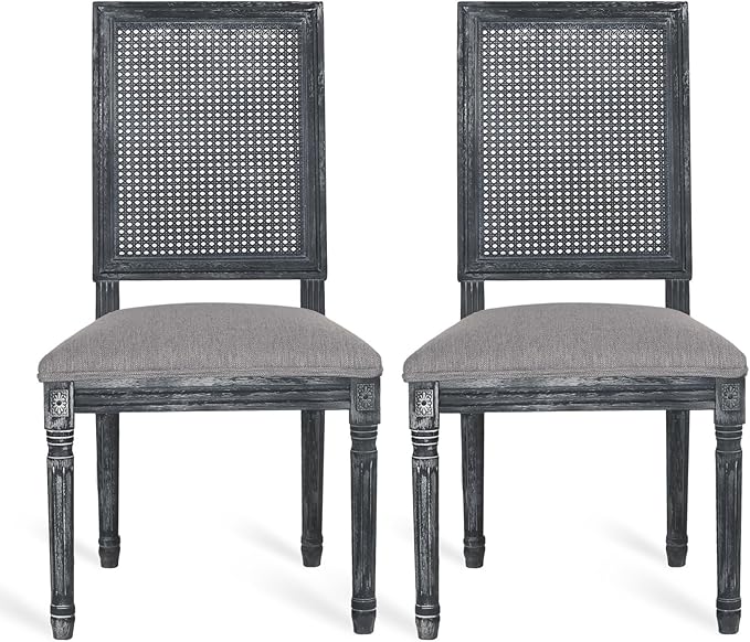 Merax Upholstered Solid Wood Dining Chairs Set of 2, French Country Style - Image 5