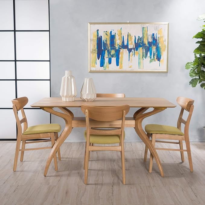 Christopher Knight Home Idalia Curved Leg Rectangular Dining Set, 5-Pcs Set - Image 2