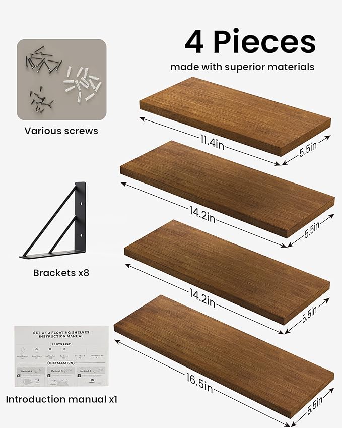 BAYKA Floating Shelves for Wall, Book Shelf for Bedroom, Decor Shelves for - Image 7