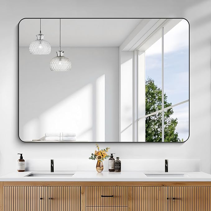 KOCUUY Black Bathroom Mirror 55"x40", Large Vanity Mirror - Image 2
