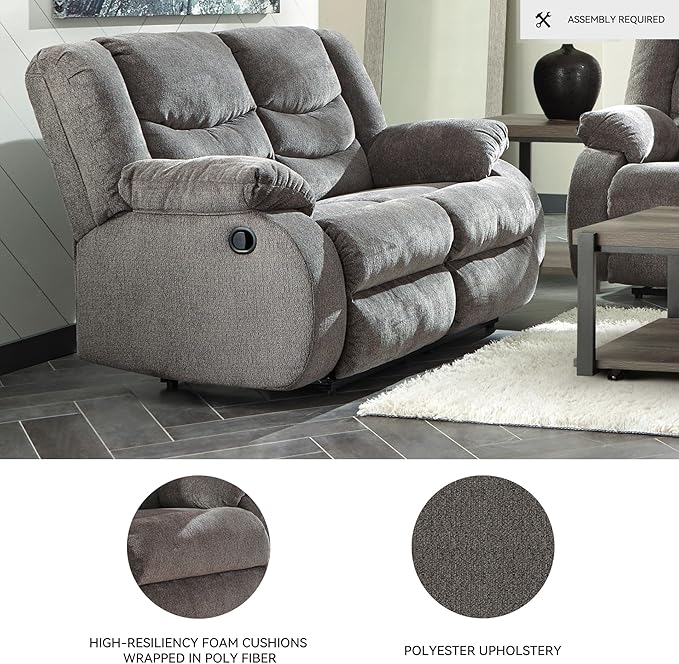 Signature Design by Ashley Loveseat Reclining, Dark Gray - Image 4