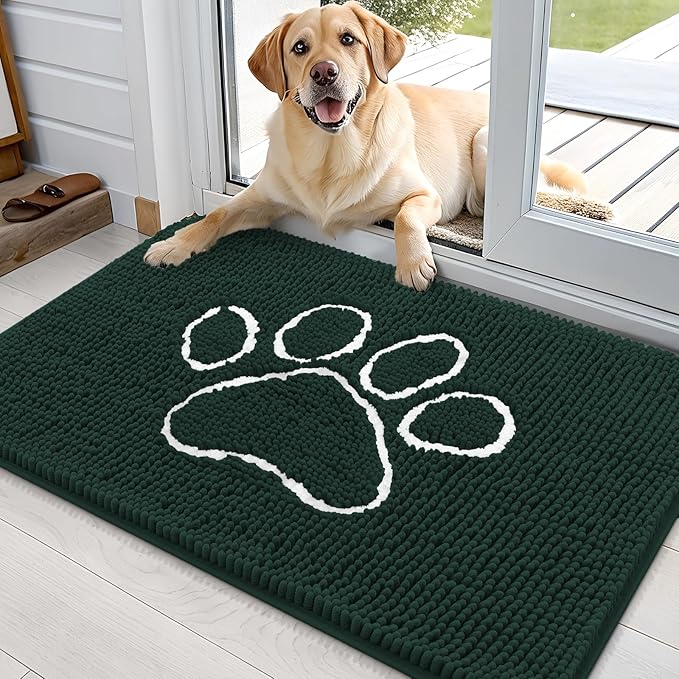 OLANLY Door Mat for Muddy Dog Paws 36x24, Absorbent Chenille Mud Doormat by OLANLY