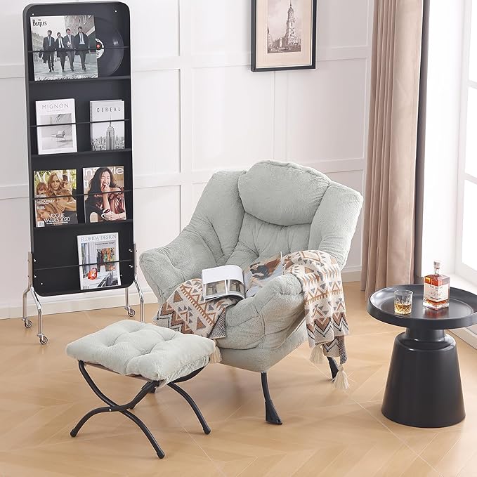 LITA Lazy Chair with Ottoman, Modern Accent Leisure Upholstered Sofa Chair - Image 2