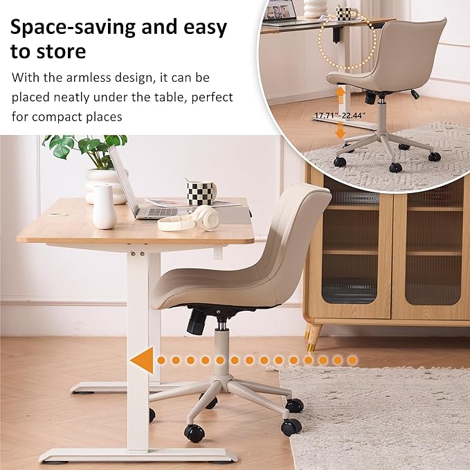 YOUNIKE Cream Home Office Desk Chair - Image 6