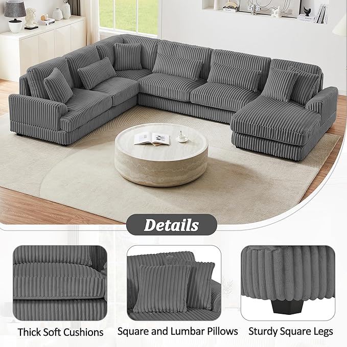 129" Oversized U Shaped Modular Sectional Sofa Couch - Image 8