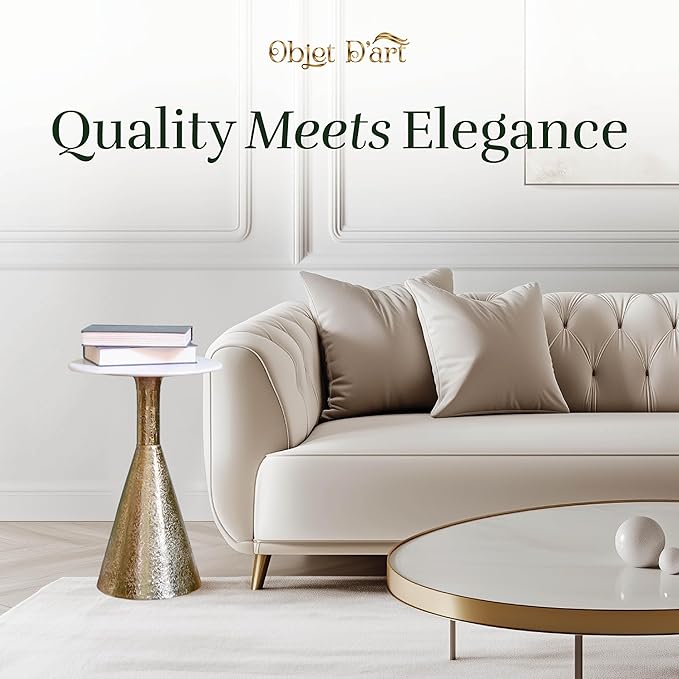 OBJET D'ART Small Round Gold End Tables, Vintage Metal Accent, Coctail and - Image 3