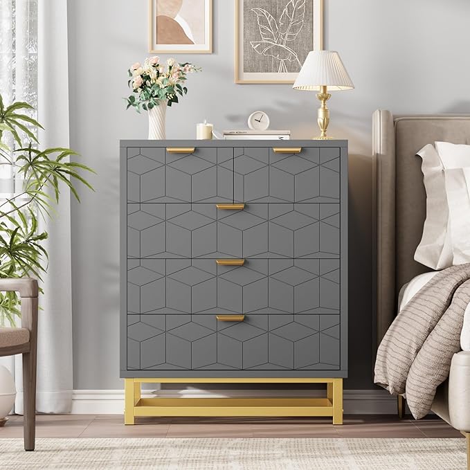 GAOMON Grey 5 Drawer Dresser for Bedroom, Chest of Drawers - Image 4
