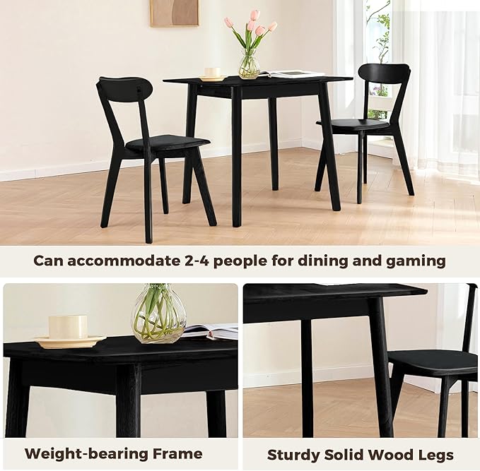 DELAVIN 29.5" Solid Wood Dining Table, Modern Small Dining Table, Square - Image 5