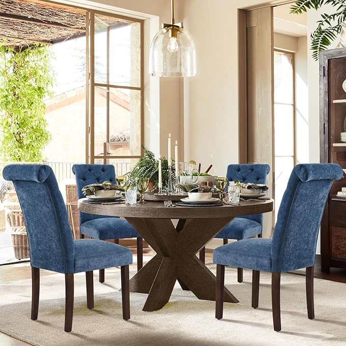 COLAMY Button Tufted Dining Chairs Set of 6, Parsons Upholstered Fabric Dining - Image 7