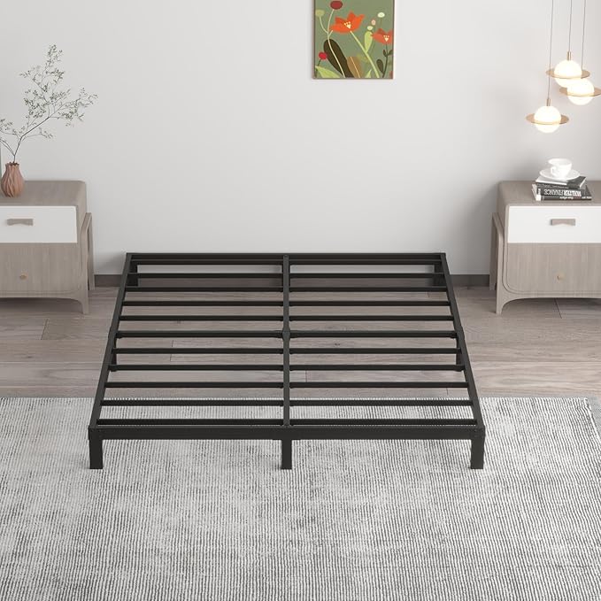 7 Inch Queen Bed Frame No Box Spring Need, Low Profile Metal Platform Bed Frame - Image 2