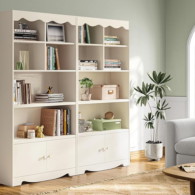 LINSY HOME 5 Shelf Bookcase Wooden, Open Floor Standing Cube Shelf Bookcase - Image 7
