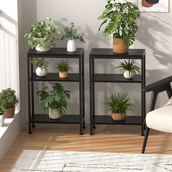 Narrow Side Table for Small Space Set of 2, 3-Tier Small End Table - Image 6