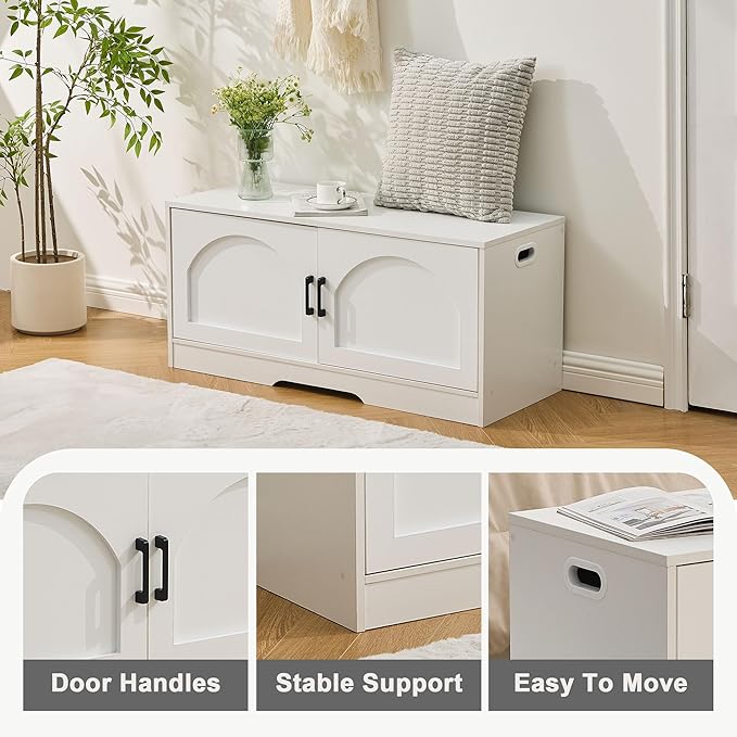 Storage Bench, 39.4" Shoe Bench - Image 8