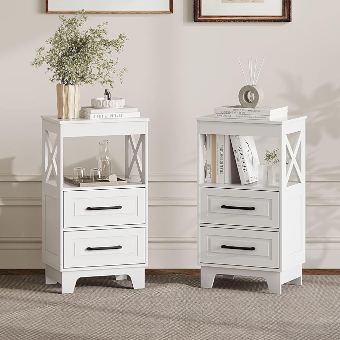 Tall Nightstand Set of 2 Side Table - Image 9