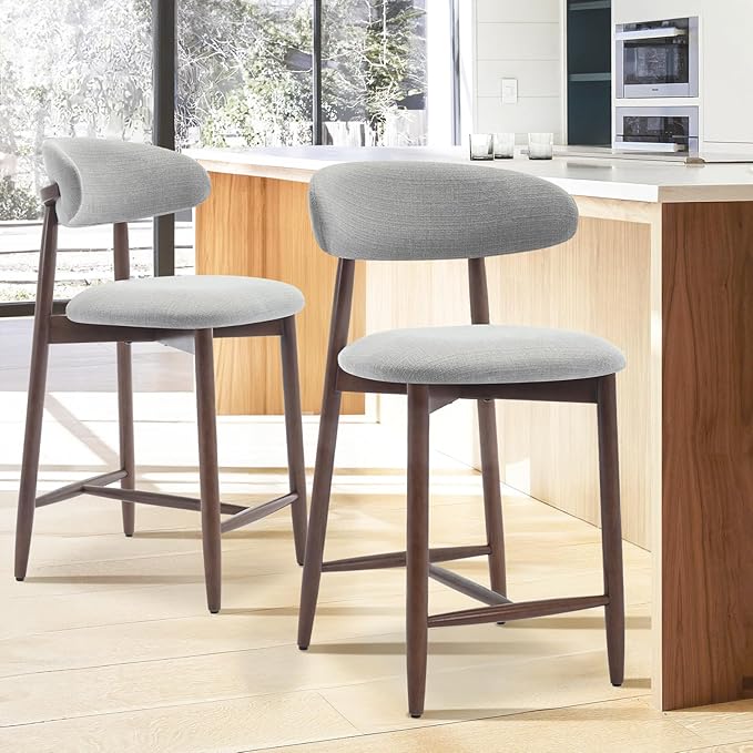 COLAMY Bar Stools Set of 2, Counter Height Bar Stools, Upholstered Counter - Image 3