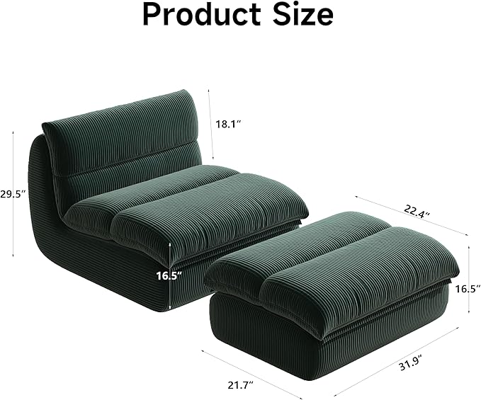 Bean Bag Chair with Ottoman, Cozy Comfy Reading Nook Chairs, Ultra Soft - Image 2