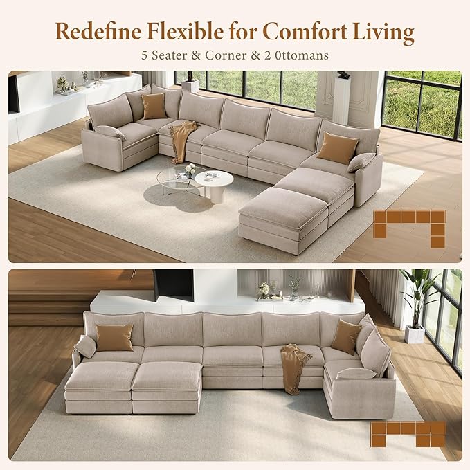 Vesgantti Large Modular Sectional Sofa, Big Comfy Cloud Couch - Image 7