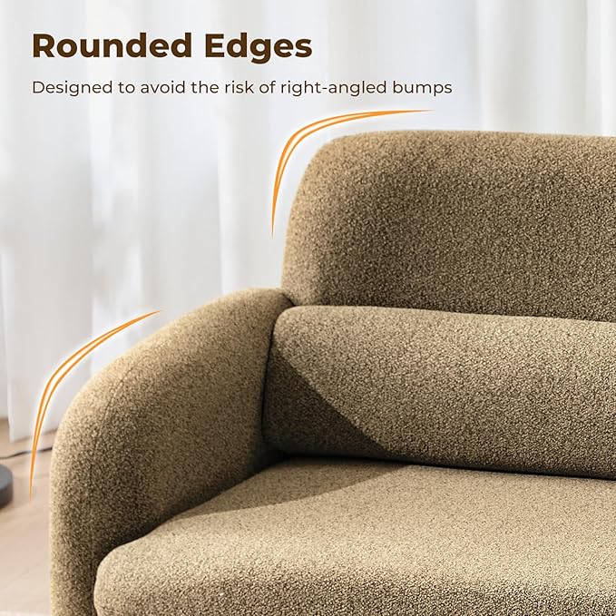 Furnimart Modern Loveseat Sofa, Comfy Upholstered Minimalist Couch, Small - Image 6