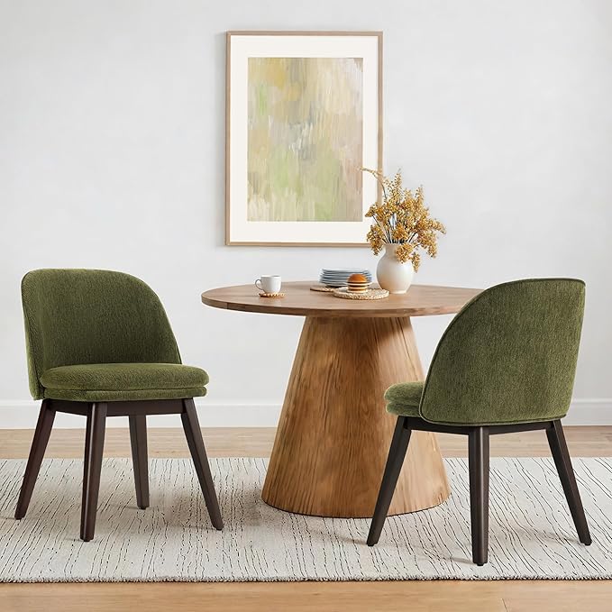 Wooden Dining Chairs Set of 4, Fabric Upholstered Modern Dining Room Chairs - Image 7