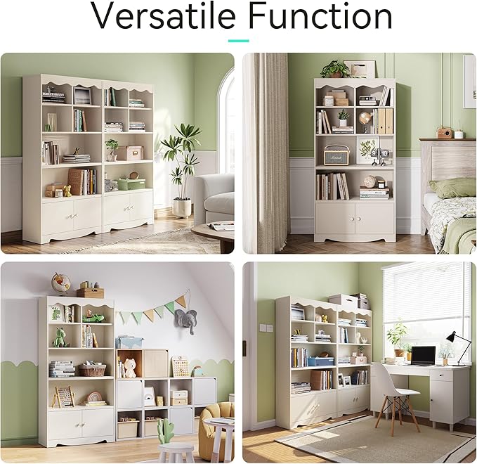 LINSY HOME 5 Shelf Bookcase Wooden, Open Floor Standing Cube Shelf Bookcase - Image 3