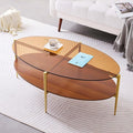 Oval Glass Coffee Table, Mid-Century Modern Design, L43 x W22 x H17 inch by LumFurn