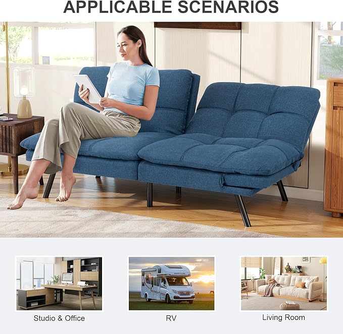 Vipbear Futon Sofa Bed Couch, Space-Saving Loveseat - Image 5