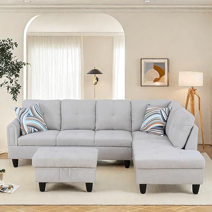 NAYSAYE Sectional Couch with Ottoman Storage, L Shaped Couch Sofa Furniture Sets - Image 4