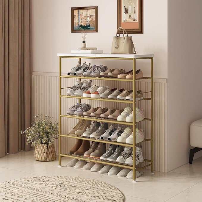 Shoe Rack Organizer 6 Tier for Closet Entryway Free Standing Metal Storage Shoe - Image 2