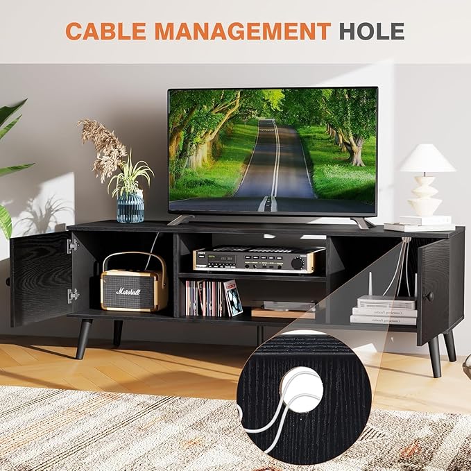 Sweetcrispy TV Stand for 55 60 inch TV, Modern Mid Century Entertainment Center - Image 7