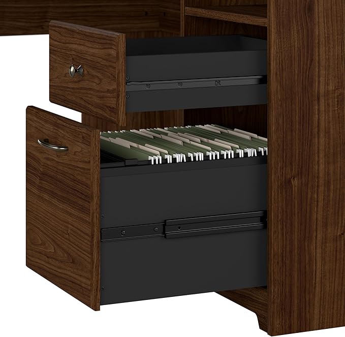 Bush Furniture Cabot L Shaped Computer Desk in Modern Walnut | Corner Table - Image 5