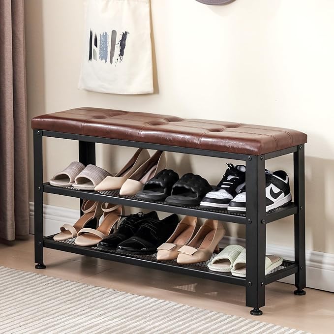 Apicizon 35.5" Shoe Rack Bench, 3-Tier Entryway Bench, by APICIZON