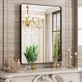 Black Bathroom Mirror 24X36 Inch, Rounded Rectangle Matte Bathroom Vanity Mirror by JISOSO