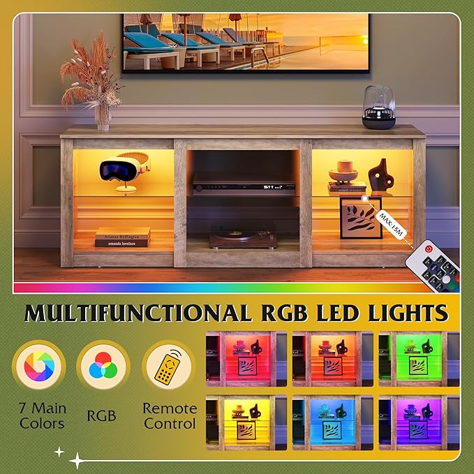 WLIVE LED TV Stand for 65 Inch TV, Modern Entertainment Center - Image 4