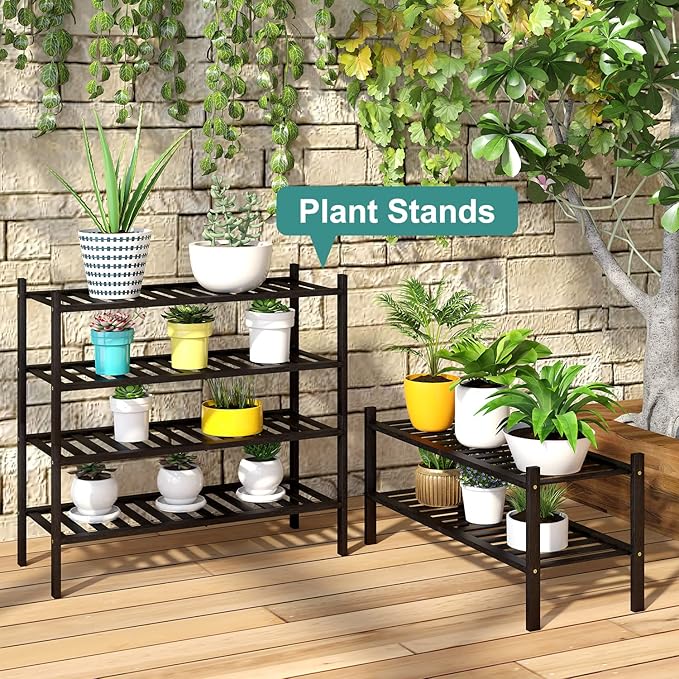 2-Tier Black Bamboo Shoe Rack for Entryway, Stackable | Foldable | Natural - Image 7
