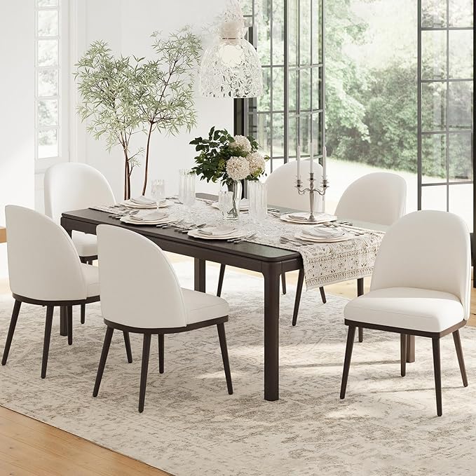 COLAMY Upholstered Dining Chairs Set of 6, Large Dining Room Kitchen Chairs by COLAMYINC