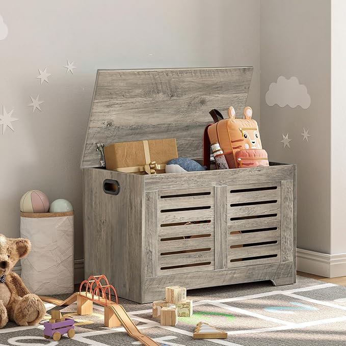 DINZI LVJ Storage Chest, Flip-Top Wooden Toy Box - Image 3