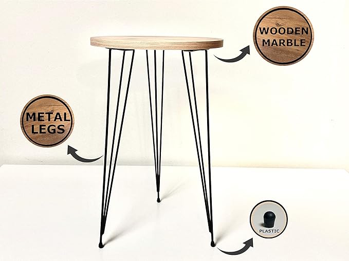 PAK HOME - Set of 2 End Table – Pine Wood Round Wood Sofa Side Coffee Tables - Image 10