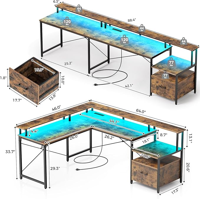 Rolanstar L Shaped Gaming Desk - Image 2