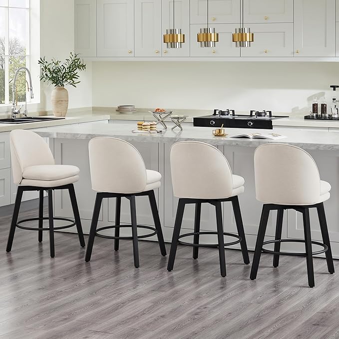 Counter Height Barstools 26 inch Upholstered Swivel Bar Stools - Image 9