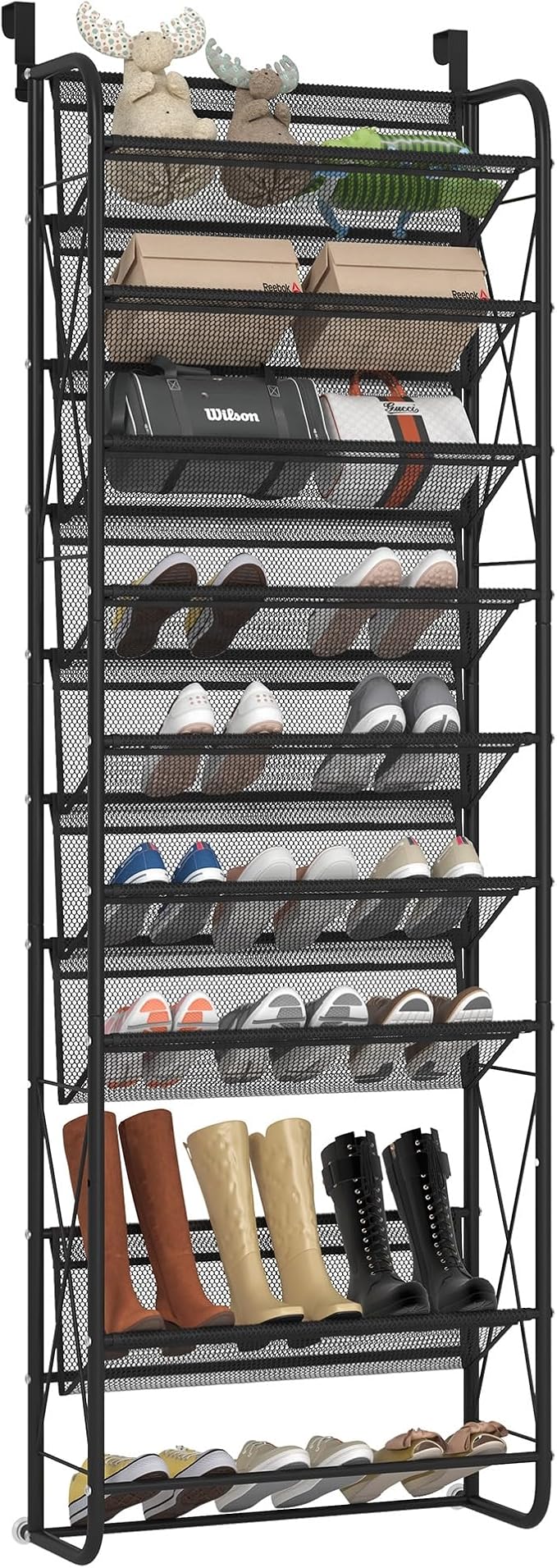 JSB 10 Tier Shoe rack Mesh fabric Over The Door Shoe Organizer X-structure by HomeFurniture