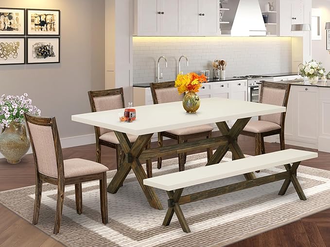 East West Furniture X727MZ716-6 6 Piece Dinette Set Contains a Rectangle Dining - Image 2