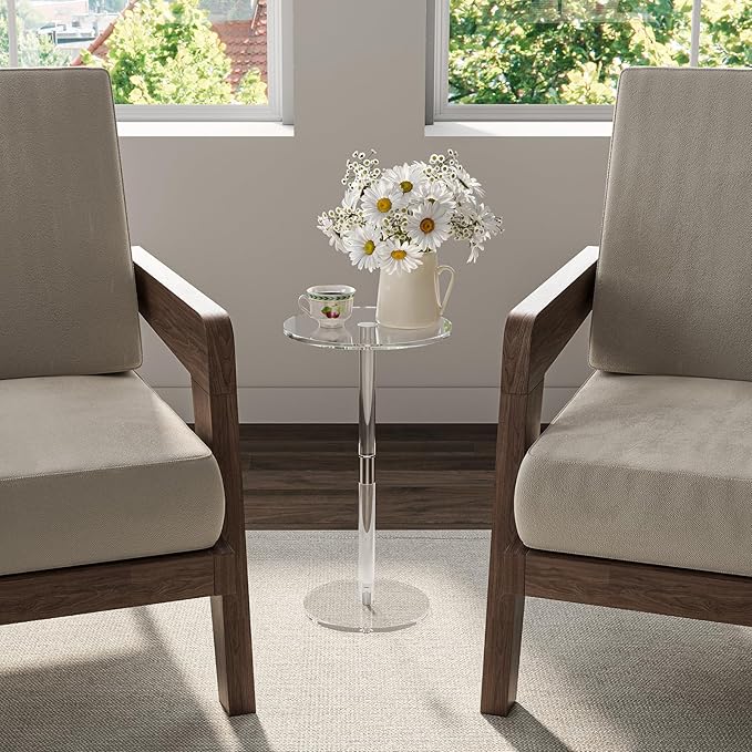 HMYHUM Acrylic Drink Table for Small Spaces, 11.8" L x 11.8" W x 21.3" H - Image 2