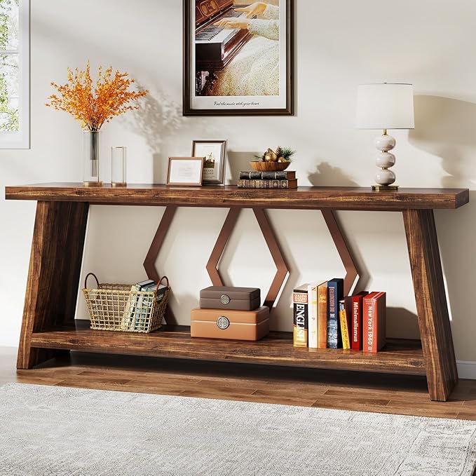 Tribesigns 70.86-Inch Farmhouse Console Table, Industrial Narrow Long Sofa - Image 3