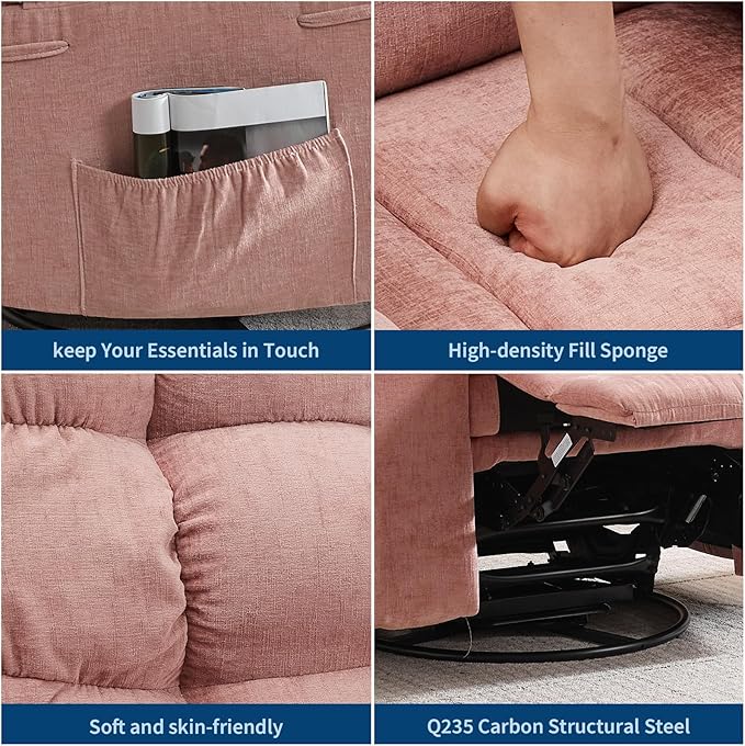 Rocking Recliner Chair with Vibration Massage & Heat, 360° Swivel Oversized - Image 4