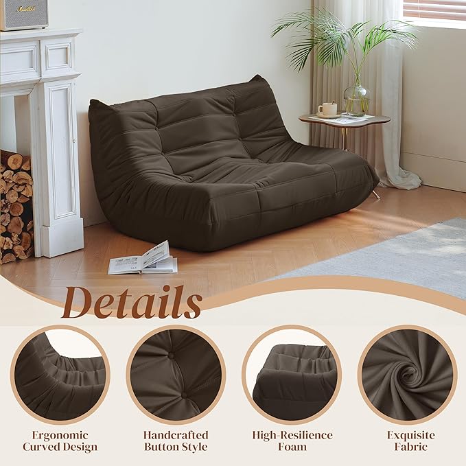 Bean Bag Chair, Loveseat Fireside Chair Bean Bag Sofa - Image 5